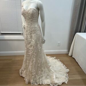 Maggie Sottero Emma Champagne Lace Strapless Wedding Dress